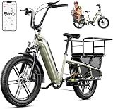 SISIGAD Family Electric Bike with Child Seat - Peak 1500W Motor, 20" Fat Tire Ebike, 48V 15Ah Removable Battery, Step-Through Frame, Dual Hydraulic Brakes，LCD & APP Control, UL 2849 Certification
