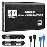 Capture Card, 4K HDMI Video Capture Card, Game Capture Card, 1080P 60FPS Video Capture Device, HDMI to USB 3.0 Capture Card for Streaming, Work with Camera/Xbox/PS4/PS5/PC/OBS