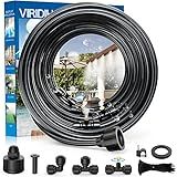 Misting Systems, Misters for Outside Patio, 100FT Misting Cooling System+30 Brass Mister System+2 PE Antioxidant Adapters 3/4"+2 Tee Adapters+2 90 Degree Elbows for Pasture, Garden, Greenhouse, Gazebo