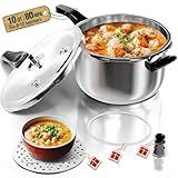 WantJoin Stainless Steel Pressure Cooker(Non-Aluminum),10 Quart Induction Compatible Pressure Cooker with Spring Valve Safeguard Devices,Compatible with Gas & Induction Cooker