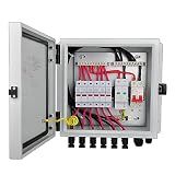 PowGrow 6 String Metal Solar PV Combiner Box with 15A Rated Current Fuse