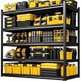 72''H × 40''W Garage Shelving, 5 Tier Heavy Duty Shelving, 2500 lbs Capacity Garage Storage Shelves, Industrial Shelves with Thickened Double-Layer Posts for Garage, Warehouse, Basement,Black