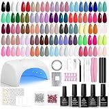 Beetles Gel Nail Polish Kit with U V Light - 80Pcs 55 Colors Gel Nail Kit