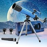 Telescope for Kids 50mm 100x Magnification Beginner Telescopio with Tripod, 2 Eyepieces & Finder Scope, STEM Educational Gift for Boys & Girls Ages 6-12, Portable Kids Telescope for Astronomy