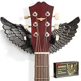 Angel Wings Guitar Wall Hanger, Cast Iron Guitar Holder Stand Wall Mount for Acoustic Electric Bass Ukulele, Decorative Music Room Wall Art Rack, Rustic Metal Guitar Hook, Gift for Guitar Lovers Rust