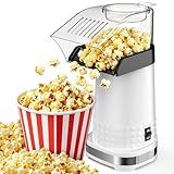 Quick & Easy Hot Air Popcorn Popper Maker with Measuring Cup + Melts Butter, 4.5 Quarts, Etl Certified, No Oil Electric Popcorn Machine with On/Off Switch for Family Movie Nights, Parties(White)