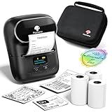 Phomemo Label Maker with 3 Roll Labels and Bag, Barcode Label Printer for Small Business, Logo Office, School, Home, Sticker Printer Compatible with Phones & PC