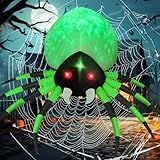 GOOSH 8 FT Width Halloween Inflatables Spider - Blow Up Yard Decorations with Magic Light - Halloween Outdoor Inflatables for Yard Garden Lawn Decor