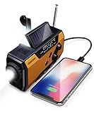 FosPower Emergency Weather Radio (Model A1) NOAA/AM/FM with 7400mWh Portable Power Bank, USB/Solar/Hand Crank Charging, Battery Operated, SOS Alarm & Flashlight for Indoor/Outdoor Emergencies