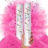 PrimePure Gender Reveal Confetti Cannon, Biodegradable Pink Powder, 2 Pack