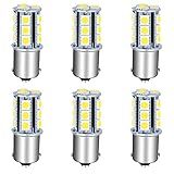 UNXMRFF 1156 LED Bulb White Super Bright 1073 1003 BA15S 7506 1141 LED Bulbs 5050 18-SMD Replacement for 12V RV Interior Ceiling Dome Light/Travel Trailer/Boat Indoor/Camper Light Bulbs (Pack of 6)