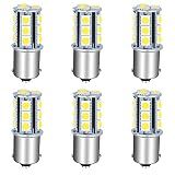 UNXMRFF 1156 LED Bulb White Super Bright 1073 1003 BA15S 7506 1141 LED Bulbs 5050 18-SMD Replacement for 12V RV Interior Ceiling Dome Light/Travel Trailer/Boat Indoor/Camper Light Bulbs (Pack of 6)