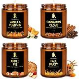 DL DREAMY DEWLA Fall Candles Set for Home Scented, 4 Pack 28oz, Soy Wax
