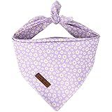 Lionet Paws Spring Daisy Dog Bandana Washable Cotton Handkerchief Scarf Triangle Purple Bandana for Small Medium Large Dogs Girl Boy