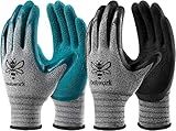 DOFOWORK Gardening Gloves - 6 Pair Gardening Gloves for Women/Men, Breathable Natural Latex Garden Glove with Grip, Outdoor Protective Working Glove for Weeding, Raking and Pruning - Black & Green