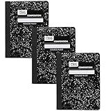 Mead Composition Notebook, 3 Pack, College Ruled Paper, 7-1/2" x 9-3/4", 100 Sheets per Comp Book, Black Marble (38111)
