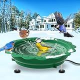 Jvgoo Heated Bird Bath for Outside Winter, Powerful 100W Thermostat Control Heated Bird Baths for Outdoors with 3 Metal Extension Screws, Heated Birdbath Water Heater for Garden Yard Patio Lawn(Green)