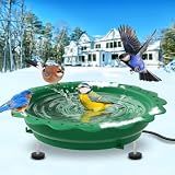 Jvgoo Heated Bird Baths for Outdoors Winter, 100W Heated Birdbath, Green
