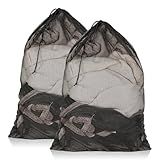 2 Pack Mesh Laundry Bags, 23 x 34 Inches Heavy Duty Mesh Laundry Bag, Large Laundry Drawstring Bag for College, Dorm, Travel, Family and Apartment Dwellers, Black