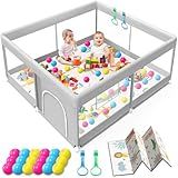 Baby Playpen with Mat, 50x50 Inch Playpen with Mat Waterproof for Babies and Toddlers Play Pen Playards Safety Gate Fence Active Center Indoor