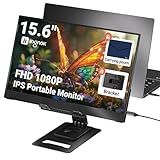 Ingnok Portable Monitor, Ultra Slim 15.6 Inch FHD IPS Laptop Screen Extender with Adjustable Stand, USB C Compatible, Ideal for Travel and Office