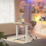 HUANUO 32" Small Electric Standing Desk Adjustable Height, 4 Memory Height Settings, Sit Stand Up Desk for Home Office & Computer Workstation, LightWalnut