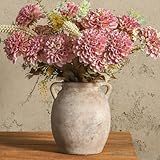 Dobbyby Ceramic Flower Vase 7.6 inch Farmhouse Rustic Vase Decorative Pottery Terracotta Vases for Home Decor Table Mantle Fireplace Living Room Bathroom Wedding Centerpiece (Whitewashed)