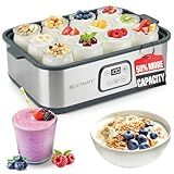 Ultimate Probiotic Yogurt Maker XL - Adjustable Time & Temperature Control - 50% More Capacity with 12 x 6oz Yogurt Jars - Make Trillions of Probiotics for Gut Health - ULTIMATE LIFETIME WARRANTY