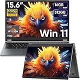 Tylvx 15.6" 2-in-1 Laptop/Tablet with 120Hz Incell Touchscreen,AMD Ryzen 5 7430U (6-Core up to 4.0GHz),16GB RAM 512GB SSD,360° Flip,FHD,Win 11,Backlit Keyboard for Creative Work,Business & Student