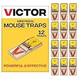 Victor Mouse Traps M035-12, Plastic Pedal, Sustainably Sourced FSC Wood, Wooden Mouse Traps, 12 Pack
