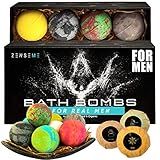 Bath Bombs for Men, Gift Set of 8 Scented Organic Handmade Bath Bombs of 2.5 oz with Natural Essential Oils for Boyfriend, Husband, Father or Friend, by ZenseMe