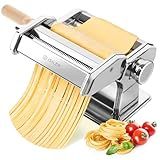 ISILER Pasta Maker, 9 Adjustable Thickness Settings 2 in 1 Pasta Machine with Rollers and Cutter, Noodle Maker for Dumpling Skin, Spaghetti, Fettuccini, Lasagna