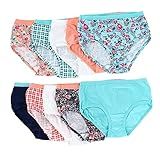 Fruit of the Loom Girls' Tag Free Cotton Brief Underwear Multipacks, Low Rise Brief-10 Pack-Purple/Blue/White, 10