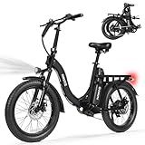 ESKUTE Electric Bike for Adults – 1200W Peak Motor, Folding 20x3 Fat Tire E‑Bike, 48V 10.4Ah Battery, Step‑Through Cargo Fold Ebike, NFC Unlock, 28 MPH, 7‑Speed, Up to 55 Miles Black