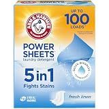 ARM & HAMMER 5-in-1 Power Sheets Laundry Detergent, Fresh Linen, 50 Count