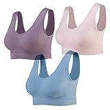 Lemef 3-Pack Seamless Sports Bra Wirefree Yoga Bra with Removable Pads for Women