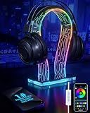 OAPRIRE Acrylic RGB Headphone Stand | Customizable 213 Lighting Modes & 60,000 Colors, Lights Sync with Music Beat, Headset Stand with 4.8ft USB Power Cable & Sturdy Build