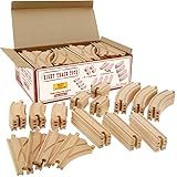 Wooden Train Track 52 Piece Set-18 Feet Of Track Expansion - 5 Distinct Pieces - 100% Compatible with All Major Brands Including Thomas Wooden Railway System: Screen Free Christmas Gift For Toddlers