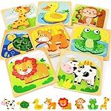 TOY Life Wooden Puzzles for Toddlers 2-4, Montessori Toys for 1 2 3 Year Old Boys Girls, Animals Puzzles Educational Learning Toys 2 Year Old, Easter Basket Stuffers Gifts Toy for Girl Boy 6M+