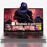 SAGAWHALE 2026 15.6" FHD Gaming Laptop: AMD Ryzen 7 6800H 45W TDP, 32GB RAM, 1TB NVMe SSD, Windows 11 Pro, Keyboard, 6 Ports, Lightweight 3.5lb for Gaming, Students, Programming, Video Editing