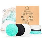 Reusable Makeup Remover Pads | Eco Friendly & Zero Waste Cotton Rounds | Beauty Products | 15 Natural & Organic Face Pads with Laundry Bag | Soft for All Skin Types | Bamboo Wipes for Facial Cleansing