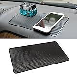 Car Dashboard Anti-Slip Rubber Pad, 10.6"x 5.9" Universal Non-Slip Car Magic Dashboard Sticky Adhesive Mat for Phones Sunglasses Keys Electronic Devices and More Use (Black/Grid)