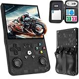 R36MAX Upgraded Retro Gaming Console,4.0 inch IPS Screen,Linux System with Professional RK3326 Gaming Chip, Retro Handheld Game Console Built-in 18000+ Games,4000mAh Large Battery (More Black)