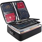 BALEINE Fireproof Document Box with Lock, Portable Fireproof Document Bag Waterproof Fire Proof File Boxes for Documents, File Organizer Box for Important Paperwork (Black, 15''x11''x4'')