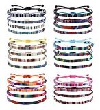 Florideco 24 Pcs Boho Surfer Bracelet Ankle Adjustable Beaded Anklets Unisex Handmade Braided Bracelet Waterproof Surfer Beach Bracelet Colorful Anklet Bracelet String Rope Jewelry for Women Men Boho