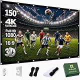 AAJK Outdoor Projector Screen 150 inch, Washable Projector Screen 16:9 Foldable Anti-Crease Portable Projector Movies Screen for Home Theater Outdoor Indoor Support Double Sided Projection