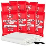 Prepared Hero Emergency Fire Blanket - 8 Pack - Fire Suppression for Kitchen, 39” x 39” Fiberglass Fire Blanket for Home