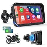 WonVon 6.25 Inch Wireless Motorcycle Carplay GPS Navigation System with Apple Carplay and Android Auto Portable Screen with Dual Bluetooth, Navigation, Siri, Google Assistant with Magnetic Mount