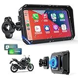 WonVon 6.25 Inch Wireless Motorcycle Carplay GPS Navigation System with Apple Carplay and Android Auto Portable Screen with Dual Bluetooth, Navigation, Siri, Google Assistant with Magnetic Mount