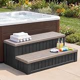 36.6” Hot Tub Steps with Storage, 780 lbs Load Capacity, Coffee